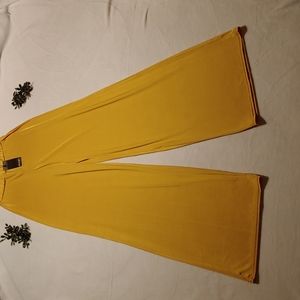 Nasty Gal Mustard Yellow Wide Leg Flowy Pants. Elastic Waistband Sz. S. NWT